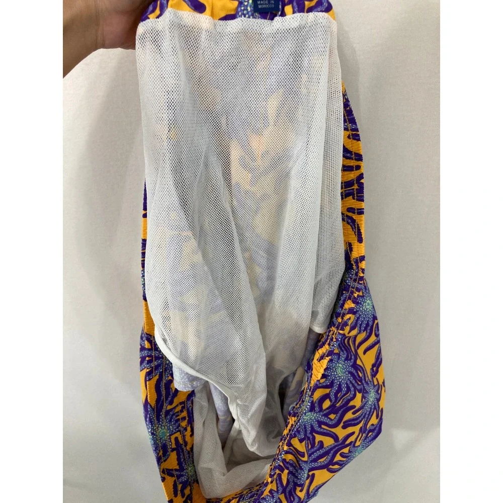 Vilebrequin Moorea Men's Swim Trunks Shorts 5XL Yellow Purple Starfish Lined